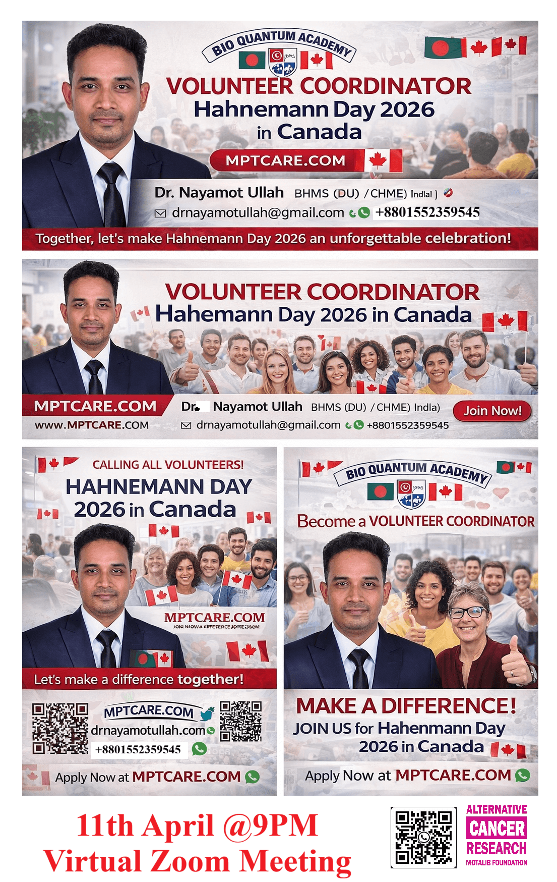 MPTCare Volunteer Coordinator at Hahnemann Day 2026 in Canada